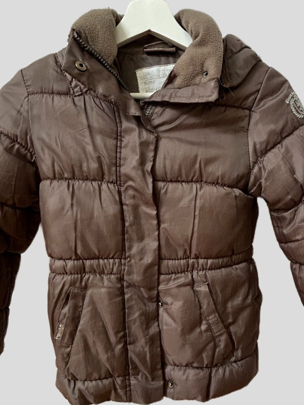 OKAY GIRLS BROWN WINTER JACKET ADJUSTABLE HOOD SIZE 7 (US) 128(EU)